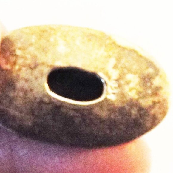 MEXICO STERLING SILVER GRANULATED BLACK OBSIDIAN STONE CABOCHON OVAL EARRINGS B - Picture 3 of 4